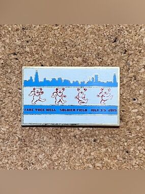 Grateful Dead Blue White Red Soldier Field Fare Thee Well Enamel Pin